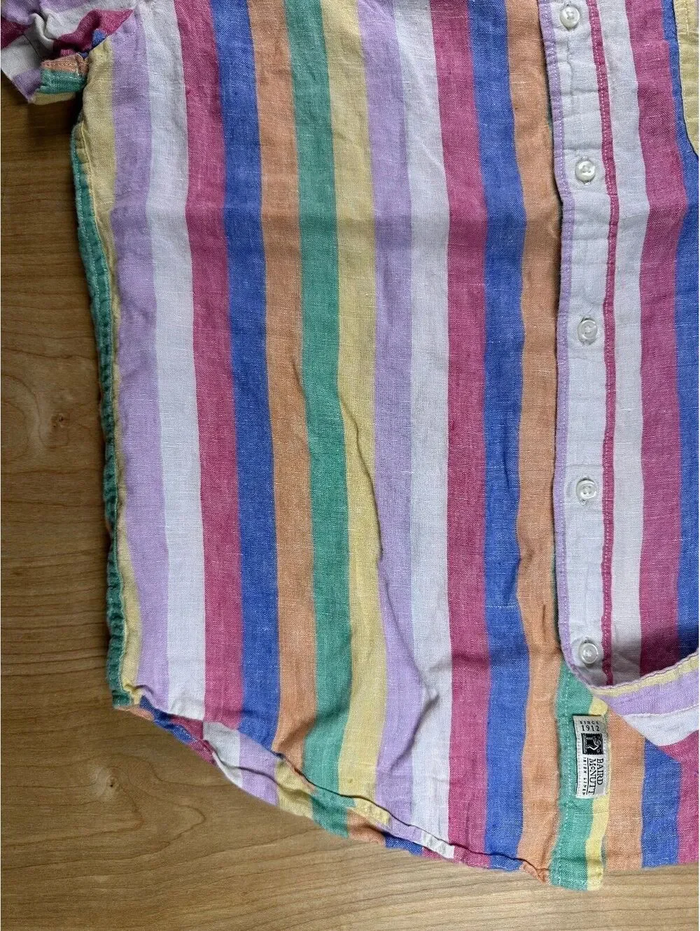 Jcrew Baird Mcnutt Linen button up shirt large made india striped colorful slim